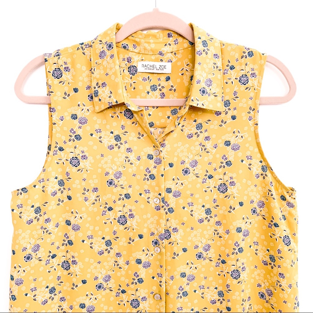 Rachel Zoe Floral Sleeveless Button Down Top - Picture 3 of 7